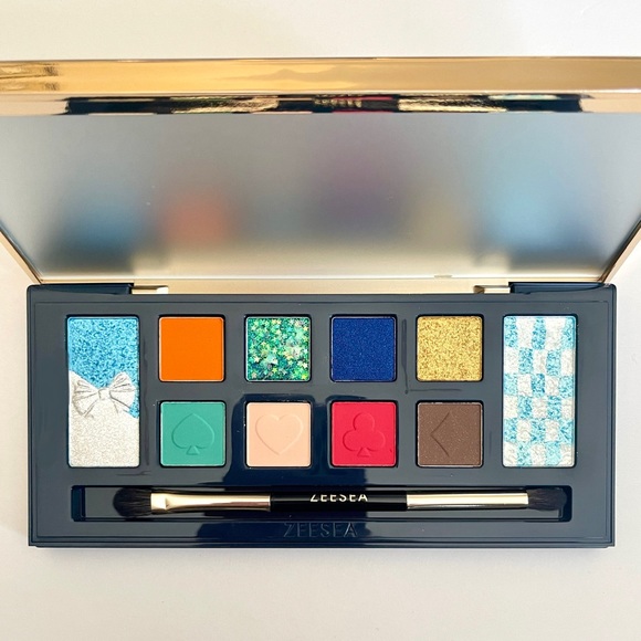 ZEESEA ALICE IN WONDERLAND CHESHIRE CAT BLUE SHADOW PALETTE DIAMOND GLITTER NIB - Picture 4 of 16
